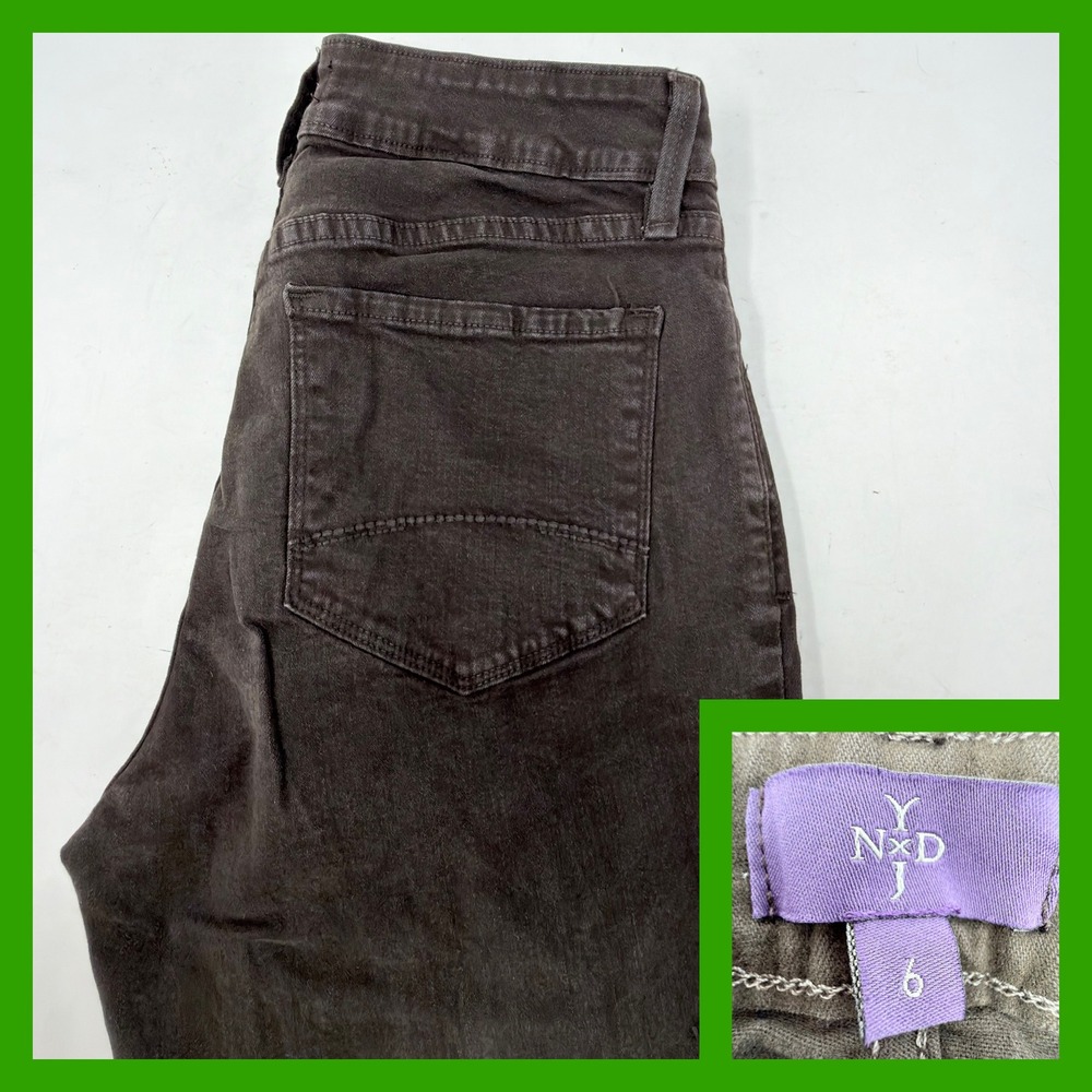 NYDJ Jeans Women 6 Brown Straight Leg Lift Tuck Technology Made in USA Stretch‎